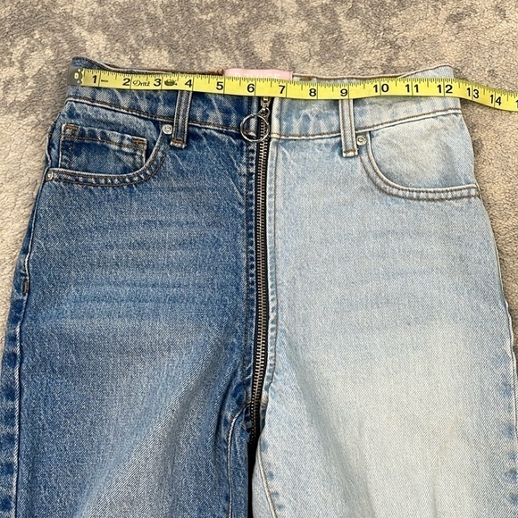 Revice Yin Yang Crop Jeans Split Light Dark Wash Zip Around Front to Back Sz 24 - Picture 10 of 16